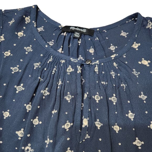 Madewell Memory Medallion Dot Sleeveless Blouse Blue Tank With Keyhole Style XXS - Picture 4 of 10